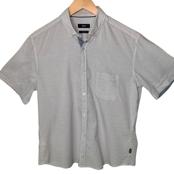 BOSS HUGO BOSS Reed Slim Fit Shirt Modern Essential Short Sleeve Button Down - Picture 7 of 16